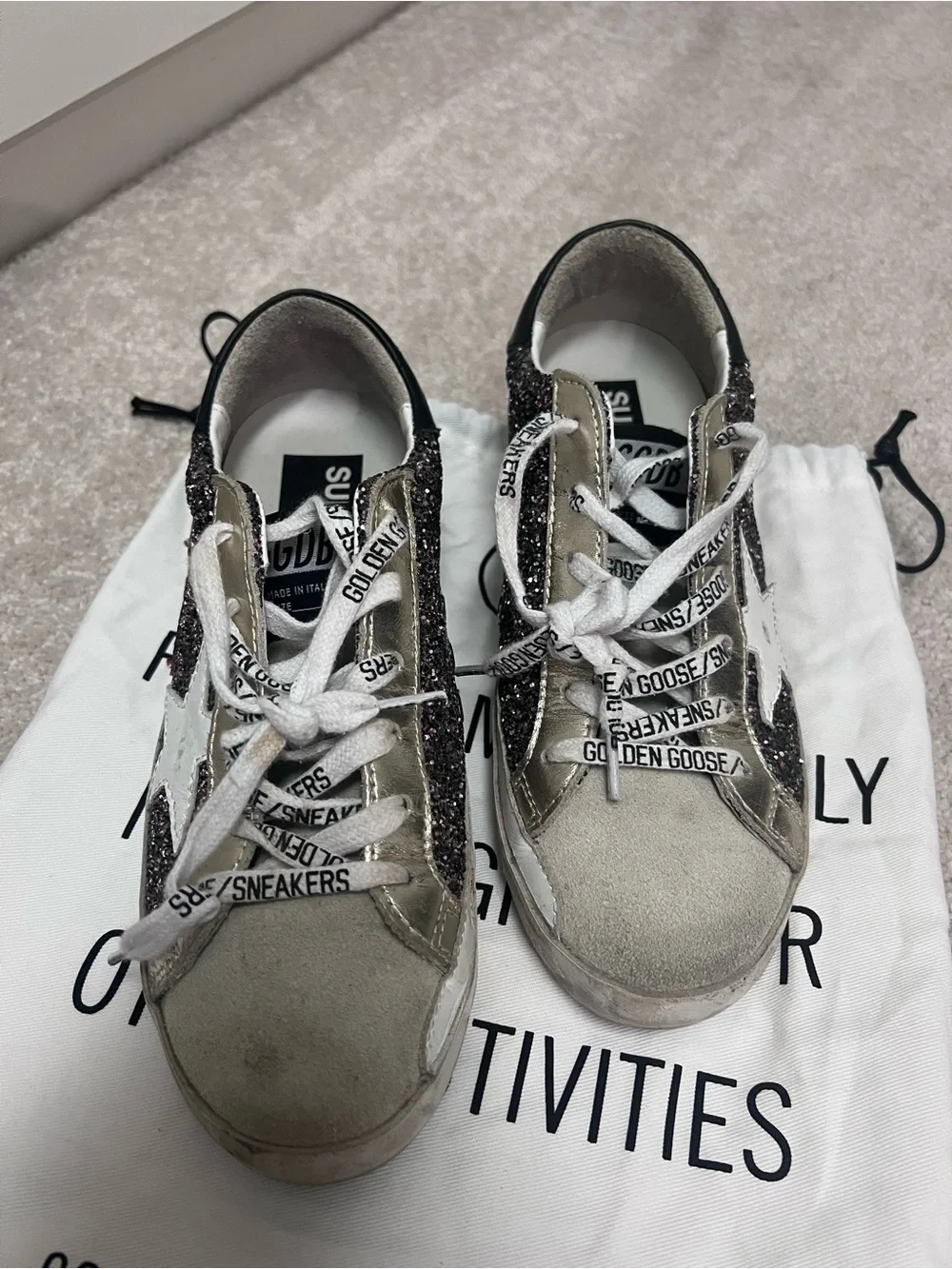 Golden Goose Glitter Low-Top Sneakers in Purple and Silver